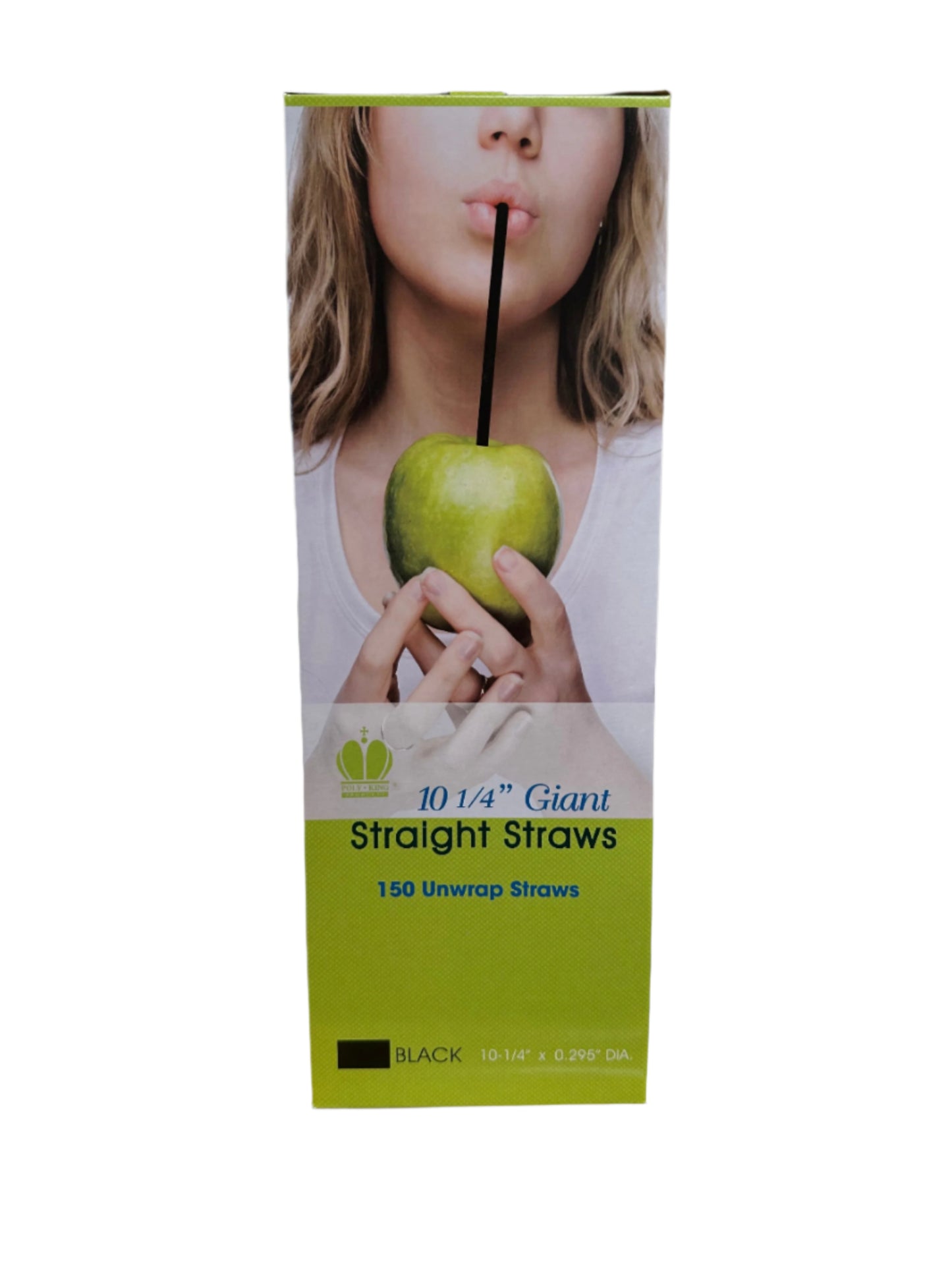 Black Unwrapped 10.25" Giant Straight Straws- Box of 150